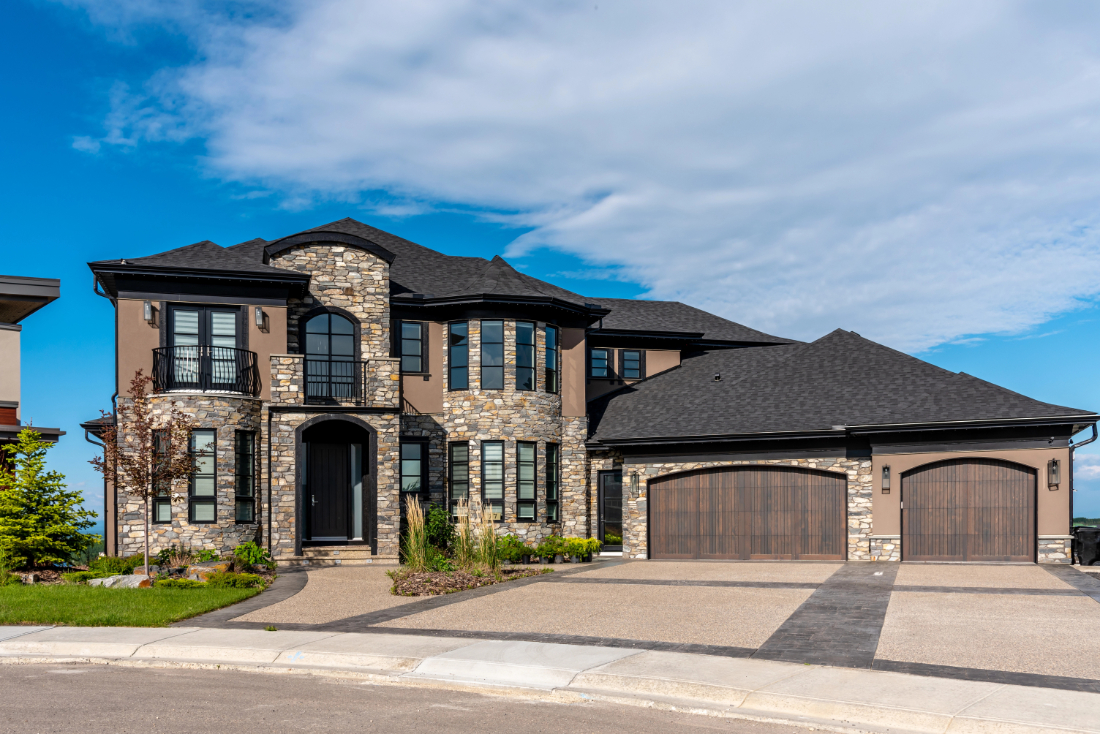 View of a luxury suburban home in Calgary, Canada